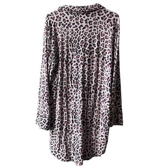 Victoria's Secret Heavenly Gown Pajama Shirt Dress Cheetah Print Button Up Sz M - Picture 2 of 12